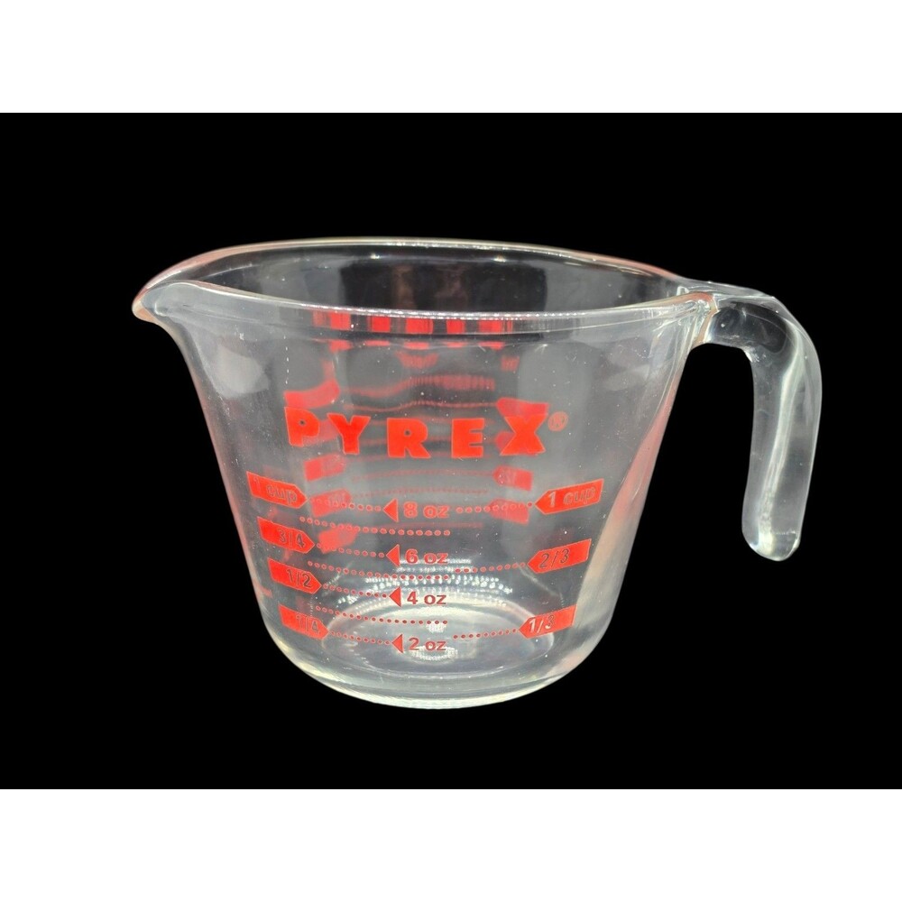 VINTAGE PYREX One CUP MEASURING CUP CLEAR GLASS RED LETTERING